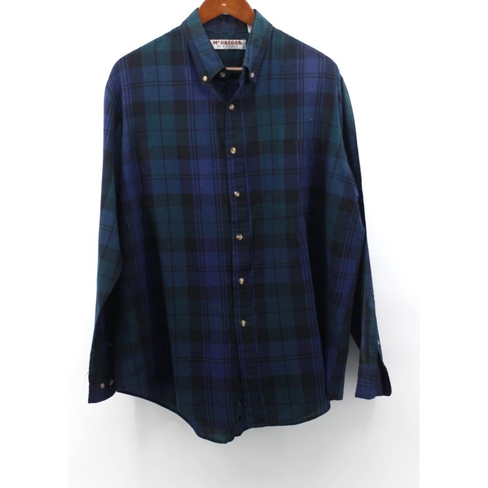McGregor Classics Mens Multicolor Blue Plaid Button-down Shirt Size XL Korea